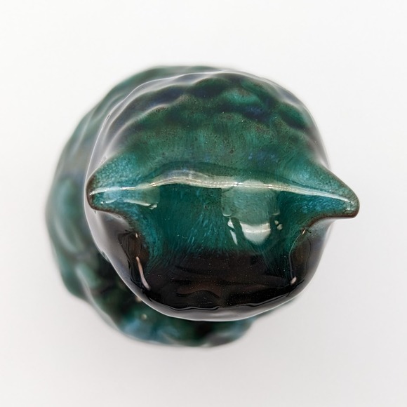 Blue Mountain Pottery Owl Drip Glaze Blue Green Brown Redware Vintage - Picture 7 of 13